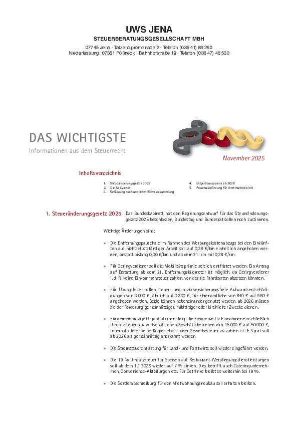 Informationsbrief November 2025 Informationsbrief November 2025