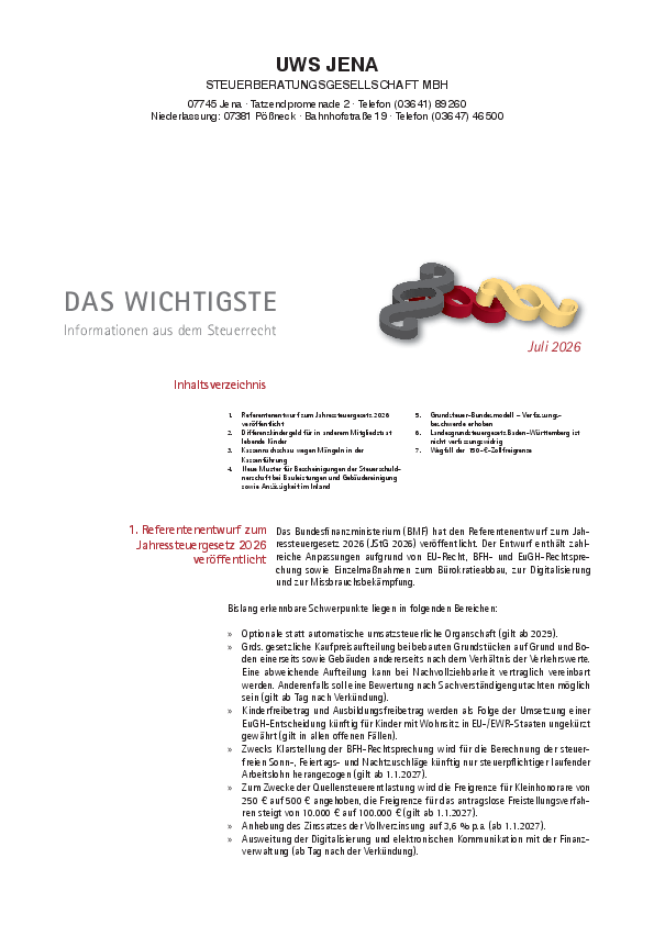 Informationsbrief Juli 2026 Informationsbrief Juli 2026